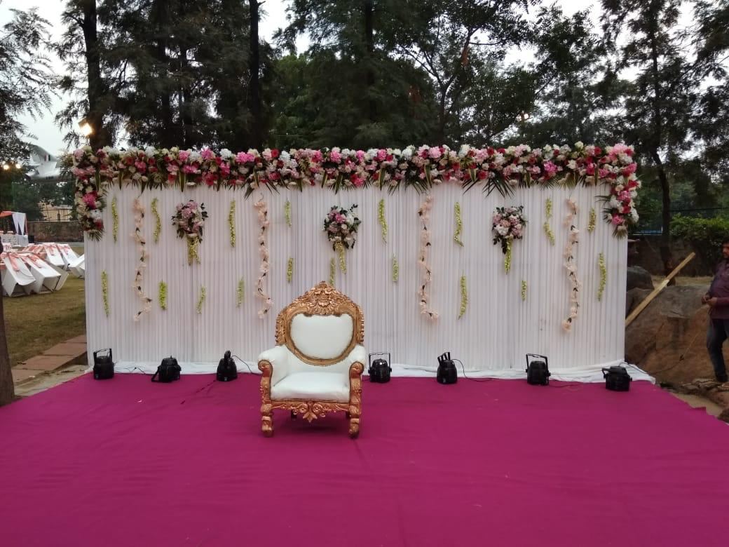 Real wedding stage and mandap flower decoration by Akash Flower Decoration